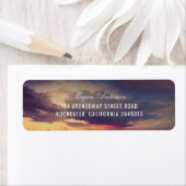 ビーチパープルサンセットスカイロマン結婚ティーズ ラベル (インサイチュ)