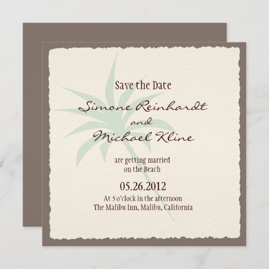 ビーチパームの木で日付を保存 セーブザデート (正面/裏面)