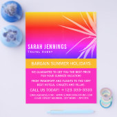 ビーチパームの葉のシルエット、旅行エージェントの広告 チラシ (シングル)