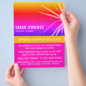 ビーチパームの葉のシルエット、旅行エージェントの広告 チラシ (手)