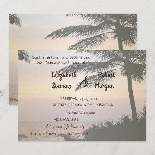 ビーチパームズサンセットウェディング招待状 招待状 (正面/裏面)
