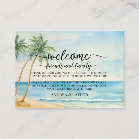ビーチパームツリーウェルカム抱き枕バスケット座席表 エンクロージャーカード (正面)