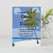 ビーチパームツリーサマートロピカルビーチ結婚式 招待状 (スタンド正面)