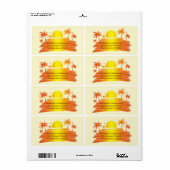 ビーチパームツリーサンセットトロピカルパーソナルビジネス ラベル (フルシート)