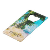 ビーチパームツリーステンレススチールボトルオープナー クレジットカード栓抜き (正面アングル)