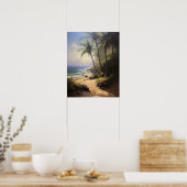 ビーチパームツリーズウォーターカラーアートプリントポスター ポスター (キッチン)