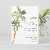 ビーチパームツリーズグリーン銅エレガント目的地 招待状 (スタンド正面)
