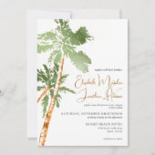 ビーチパームツリーズコッパー熱帯目的地 招待状 (正面)