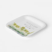 ビーチパームツリーズトロピカルウォーター結婚カラー ペーパープレート (傾斜あり)