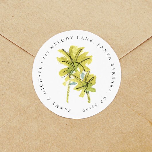 ビーチパームツリーズトロピカル差出人住所 ラウンドシール
