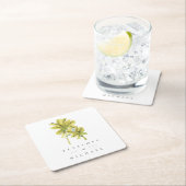 ビーチパームツリーズトロピカル結婚トカルズサンキュー スクエアペーパーコースター (インサイチュ)