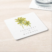 ビーチパームツリーズトロピカル結婚トカルズサンキュー スクエアペーパーコースター (アングル)