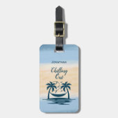 ビーチパームツリーズハンモックチリングアウト ラゲッジタグ (正面縦)