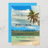 ビーチパームツリーズ海トロピカルブライダルシャワー 招待状 (正面/裏面)