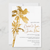 ビーチパームツリーズ金ゴールド熱帯目的地 招待状 (正面)