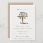 ビーチパームツリーダーク金ゴールドブライダルシャワー招待状 サンキューカード (正面/裏面)