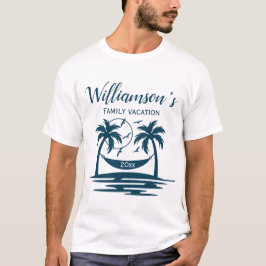 ビーチパームツリーハンモックファミリーバケーション Tシャツ