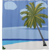 ビーチパームツリーバケーションハウス シャワーカーテン (正面)