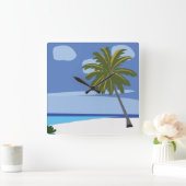 ビーチパームツリーバケーションハウス スクエア壁時計 (ホーム)