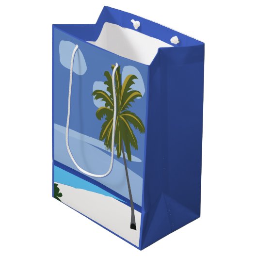 ビーチパームツリーバケーションビーチ ミディアムペーパーバッグ (正面アングル)