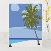 ビーチパームツリーバケーション ビーチグリーティング カード (黄色い花)