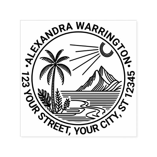 ビーチパームツリーマウンテンサンネーム差出人住所 セルフインキングスタンプ (デザイン)
