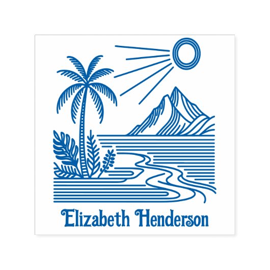 ビーチパームツリーマウンテン（オプション名） セルフインキングスタンプ (デザイン)