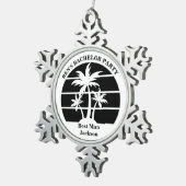 ビーチパームツリー独身パーティー仲間たち スノーフレークピューターオーナメント (右)