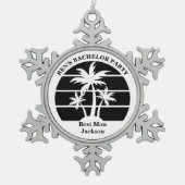 ビーチパームツリー独身パーティー仲間たち スノーフレークピューターオーナメント (正面)