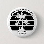 ビーチパームツリー独身パーティー グルームズメン名札 缶バッジ (正面)