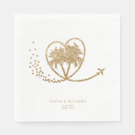 ビーチパームツリー金ゴールドトロピカルデスティネーションウェディング スタンダードランチョンナプキン