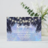 ビーチパームツリー ストリングライト 水彩画 レセプション 招待状 (スタンド正面)