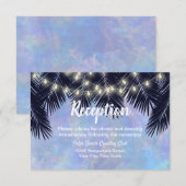 ビーチパームツリー ストリングライト 水彩画 レセプション 招待状 (正面/裏面)