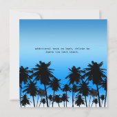 ビーチパームツリー ブラック&ブルー 誕生日パーティー 招待状 (裏面)