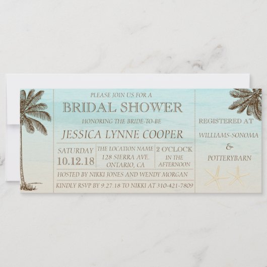 ビーチパームブライダルシャワー招待 招待状 (正面)