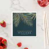 ビーチパームモダン金ゴールドブルーグリーントロピカルズ結婚ズ スタンダードカクテルナプキン (インサイチュ)