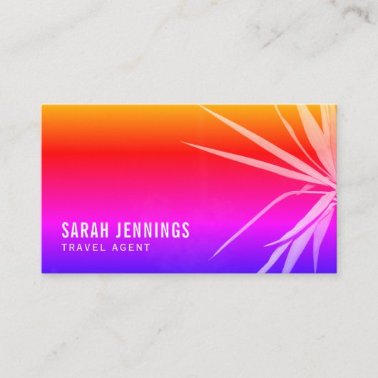 ビーチパームリーフシルエット、旅行&観光 名刺 (正面)