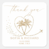 ビーチパーム結婚の行き先ありがとう スクエアシール (正面)