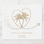 ビーチパーム結婚旅行先パスポート世界地図 スパークリングワインラベル (シングルラベル)