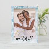 ビーチパーム葉たった今結婚しました写真トロピカル 招待状 (スタンド正面)