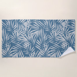 ビーチパーム葉ズインブルー ビーチタオル