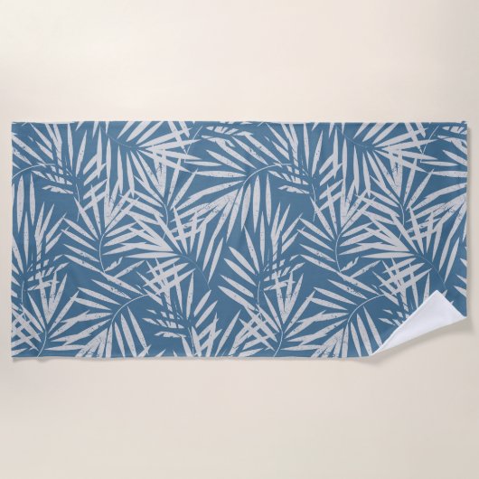 ビーチパーム葉ズインブルー ビーチタオル (正面)