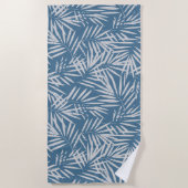 ビーチパーム葉ズインブルー ビーチタオル (正面)