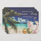 ビーチパーム、プルメリア、クリスマスボール企業のパーティー 招待状 (正面/裏面)