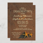 ビーチヒトデカップル婚約パーティ招待状 招待状 (正面/裏面)