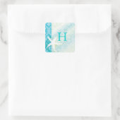 ビーチヒトデターコイズ結婚式の引き出物 スクエアシール (バッグ)