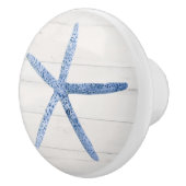 ビーチヒトデモダンイ貝青ホワイトバーンウッド セラミックノブ (右)