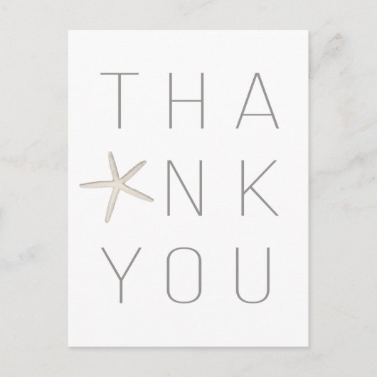 ビーチヒトデ白ミニマル白エレガント有感謝 ポストカード (正面)