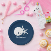 ビーチヒトデ砂ドルブルーパーソナライズされた ペーパープレート (パーティー)