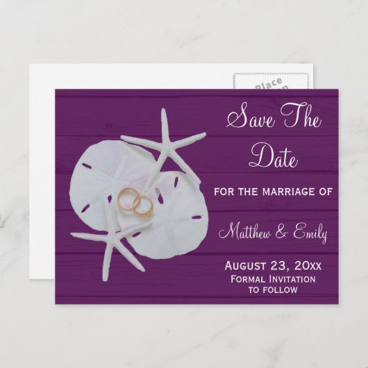 ビーチヒトデ砂ドル日付はがきを保存 案内ポストカード (正面/裏面)